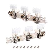 Alnicov 2 Pcs Guitar Machine Heads Tuning Pegs Tuning Keys Tuners For Classical Guitar With Mounting Screws, 3L 3R Chrome, White