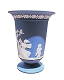 Vintage Seasons Blue Jasperware Footed Trumpet Vase in excellent condition