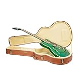 Crossrock Relief Series 335 Guitar Case for ES-335 & Semi-Hollow Electric Guitars | Carved Red Wood Finish, Ivory Plush Interior, Lock – Premium Wooden Hardshell -Redwood (CRW630SARO)