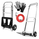 MoverX Folding Hand Truck Aluminium, Heavy Duty Hand Truck Foldable Trolley on Wheels, Multi Purpose Sack Truck Moving Trolley, 90kg