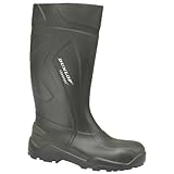 DUNLOP Purofort+ - Unisex Knee High Slip-Resistant Waterproof Work Boots, Dark Green, Antistatic and Chemical Resistant Thermal Wellies for Outdoor, Gardening and Farm Work - EU38, UK5