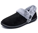 Skechers Women's Cozy Campfire Fresh Toast Slipper, Black Microfiber/Faux Fur, 6 UK