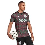 adidas Men's Soccer Ajax 23/24 Pre-Match Jersey - Daily Paper Collaboration, Made with 100% Recycled Materials, Black / Red / Green, Medium