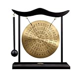 Hollylife Brass Feng Shui Gong Percussion Instruments Handmade Brass Gong Zen Art Desktop Chinese Home Decor Office Decorative Ornament Housewarming Blessing Gift