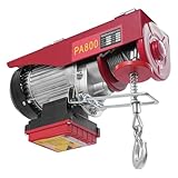 Electric Chain Hoist, 1450W 0.8T/0.4T Portable Lift with 40Ft Steel Wire & Wireless Remote, Single/Double Cable Modes for Garage Loft Barn Workshop Red Industrial Hoist for Builders Farmers