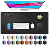 Leather Desk Pad Protector,Mouse Mat,Office Desk Mat,Non-Slip PU Leather Desk Blotter,Laptop Desk Pad,Waterproof Desk Writing Pad for Office and Home (80cm x 40cm, Black)