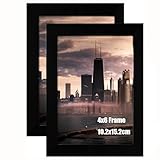 6x4 Photo Frames, Wood Frames with Acrylic Glass Set of 2, 4x6 inch Picture Frames, 6x4 Picture Frames for Tabletop and Wall Mounting,10x15 cm Small frames for Printing, Black