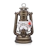 Feuerhand 276 Outdoor Hurricane Oil Lantern - German-Made Since 1893, Paraffin Lamp with Galvanized Steel, 300ml Tank, 20 Hour Burn Time, Safe for Hanging or Table Use, Kerosene Camping Light, Bronze