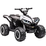 Aptliton Kids Electric Quad Bike 12V, Ride On Car ATV Toy with Remote Control, Music, LED, Horn, 2 Speed, for Ages 3-5 Years, 83 x 53 x 56 cm (White)