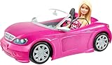 Barbie Playset with Sparkly Pink 2-Seater Toy Convertible Car Featuring Glam Details & Fashion Doll in Sundress & Sunglasses (Amazon Exclusive), DJR55
