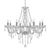 TRY-YEAN Classic 8 Lights Clear Crystal Chandelier Ceiling Light K5 Crystal Ceiling Pendant Lighting Fixture Candle Style Lighting with Adjustable Chain E14 for Living Room Bedroom Restaurant Hallway