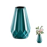 Vase Decorative Unbreakable Plastic Vases for Flowers Tall Modern Flower Vase for Living Room Office Desktop Wedding Decoration (Turquoise)