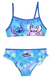 Disney 2 Piece Stitch and Angel Swimsuit for Girls, Tropical Bikini with Floral Print, blue, 3 Years