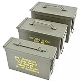 Heavy-Duty Military Ammunition Storage Box Set - Metal Construction & Army Green - Reliable Tool Organizer, Toolbox Chest with Rubber Seal - Stackable Design for Versatile Storage Solutions (Medium)