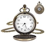 OFFCUP Modern Quartz Pocket Watch with Chain, Vintage Pocket Fob Watches for Men, Roman Numerals Stylish Design for Birthday, Anniversary, Christmas, Father's Day