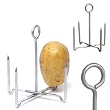 Folding Jacket Potato Baker with 4 Heat Spikes – Aluminum Baked Potato Rack for Oven & Grill – Crispy Skin & Fluffy Inside – Reusable Potato Cooking Stand Tray with Handle