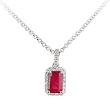 Naava Women's 18 ct White Gold Ruby and Diamond Pendant Necklace of Length 40 cm