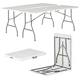 Harbour Housewares Rectangle Folding Trestle Tables - 180cm (6ft) - White - Pack of 2 Outdoor Folding Table for Picnic, BBQ, Garden, Camping, Wedding, Party Catering