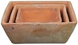 Esschert Design AT05 16 x 16 x 6-25 x 25 x 9cm Aged Terracotta Square Pots (Set of 3), Brown