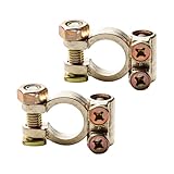 Tabanzhe Car Battery Terminal-2 PCS Universal Pure Brass Battery Terminals Clamps Positive Negative Car Battery Terminals Connectors for Car Boat RV Truck Motorbike