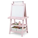 Maxmass 3 in 1 Kids Art Easel, Double-Sided Whiteboard & Chalkboard with Paper Roll, Art Drawing Board Stand for Nursery and Baby Toddler Junior Bedrooms (Pink)