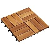 vidaXL 10 pcs Acacia Wood Decking Tiles - 30x30 cm Interlocking Decking Tiles for Garden, Terrace, Balcony - Hardwood Patio Tilings with Non-Skid Pattern