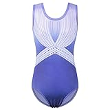 ZNYUNE Gymnastic Leotards Girls Ballet Bodysuits One-piece Stretch Sportwear 5-14 Years B302 LightBlue 10A