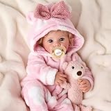 BABESIDE Lifelike Reborn-Baby Dolls 17 Inch Realistic Newborn Babies Doll Girl Soft Body Blond Curly Hair Real Life Dolls with Gift Box for Kids Age 3+ Collectors