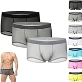 Niksy Underwear, Niksy Mens Ultra-Thin Ice Silk Transparent Boxer Briefs, Men’s Sheer Breathable Underwear (3pcs-a,XXL)