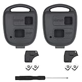 HTTYHT 2 Pack Car Key Fob Case Replacement Compatible with Toyota Yaris Corolla Avensis RAV4 Celica Camry Echo Prado 2 Button Car Remote Control Key Fob Cover Shell Repair Kit with Rubber Pad