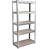 Home Vida 5 Tier Galvanised Heavy Duty Adjustable Steel Garage Shelving Unit (H) 1800mm (W) 900mm - 875kg Weight Capacity