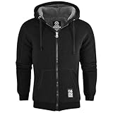 Island Trading Mens Cotton Padded Borg Fleece Sherpa Lined Full Zip Up Hoodie Sweatshirt Jacket X Large Black