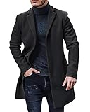 Runcati Mens Coats Artificial Woolen Trench Coat Thick Business Jackets Winter Long Jacket Windbreaker Outerwear Regular Fit, Black, XXL