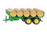 siku 2891, Round Bale Trailer, 1:32, Metal,Plastic, Green, Incl. 15 round bales, Compatible with standard siku rear hitch