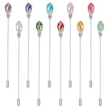 PH PandaHall 10 Colors Hat Pins Vintage Lapel Pin 12.3cm Long Crystal Beads Stick Pin Elegant Decorative Safety Pins for Women Brooches Tie Hair Suit Scarf Costume Accessories
