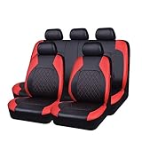 FZTZSQ 1 Set Leather Car Seat Cover Sets for VW GOLF B5 B6 B7 B8 SE ID4 Bora EOS UP Caddy Jetta 2000-2023 2024, Breathable Waterproof Comfortable Car Seat Interior Protect Accessories,Red
