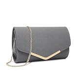 Miss Lulu Women's Clutches - Suede Clutch Bag with Chain - Elegant Evening Bags for Weddings and Evenings
