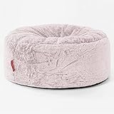Lounge Pug - Faux Rabbit Fur - Large Hassock POUFFE - Footstool - Round - DUSTY PINK - (Size 30cm H x 65cm Dia)