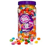 The Jelly Bean Factory, Jelly Beans Gift 900 g Jar of Sweets, Gluten Free - 36 Natural, Huge Fruit Flavours, Chewy, Retro American Sweets for Kids, Adults, Halloween - Gourmet Pick and Mix Jellybeans