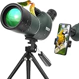 Spotting Scope 15-45x50, HD Waterproof Spotting Scope with Tripod, Carrying Bag and Smartphone Adapter for Bird Watching Safari Sightseeing Stargazing Archery Camping Wildlife Scenery