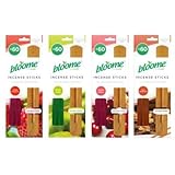 Bloome Insense Wooden Holder Extra Long Joss Sticks Various Strawberry Scent Stamford premium Aromatherapy Hex Range Agarbathi Fragrance Spiritual Temple Home Long Burn [ Pack Of 60 ]