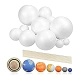 Bordhap Solar System Project Kit, PlanetModel Crafts 14 Mixed Sized Polystyrene Spheres Balls for School Science Projects