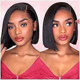 Wear and Go Bob Glueless Wig Human Hair Pre Plucked Pre Cut 5x5 Ready to Wear Glueless Straight Bob Lace Front Wigs For Women HD Transparent Lace Closure Wigs Human Hair Natural Black Color 10 Inch
