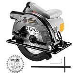 Circular Saw 1200W: DEKOPRO High-Power Saw with 185mm 24T Blade, 4800 RPM, Max Cut Depth 65mm (90°), 43mm (45°), Heavy-Duty Steel Base, Includes Guide Rai, Power Saw for Wood, PVC