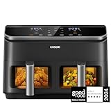 COSORI Dual Air Fryer, 8.5L Family Size, 8-In-1, Air Fry, Roast, Bake, Reheat, Dehydrate, Grill, Sync Cook & Finish, Fast and Energy Save, Healthy 50+ Online Recipes, 5 Accessories, Non-Stick