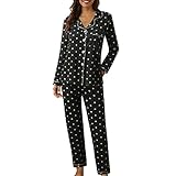 Leopard Print Pyjamas For Women Cockapoo Pyjamas Women Casual Lapel Print Two Long Sleeve Pajamas Pajamas Suit Penguin Loungewear Sets For Black Xl