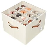 Storivo Shoe Organiser - Shoe Storage Organiser Box with Zipable Clear Cover, Adjustable Dividers Shoes Boxes Storage Fits16 Pairs - for Boots Heels Sneakers - white