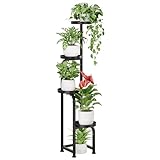 Bamworld Tall Plant Stand Indoor Outdoor, Corner Metal Flower Pot Stands for Multiple Plants, 4 Tier Heavy Duty Plant Shelf for Patio Garden Balcony Living Room Bedroom