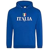 Italia Hoodie Mens Rugby Hoody Italian Flag Shield Nations Italy Supporter, S, Royal