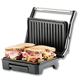 HomeTronix Panini Press & Grill Sandwich Maker – Non-Stick Plates, Removable Drip Tray & Floating Hinge for Deep-Fill Toasted Sandwiches | Low-Fat Grilling and Healthy Cooking